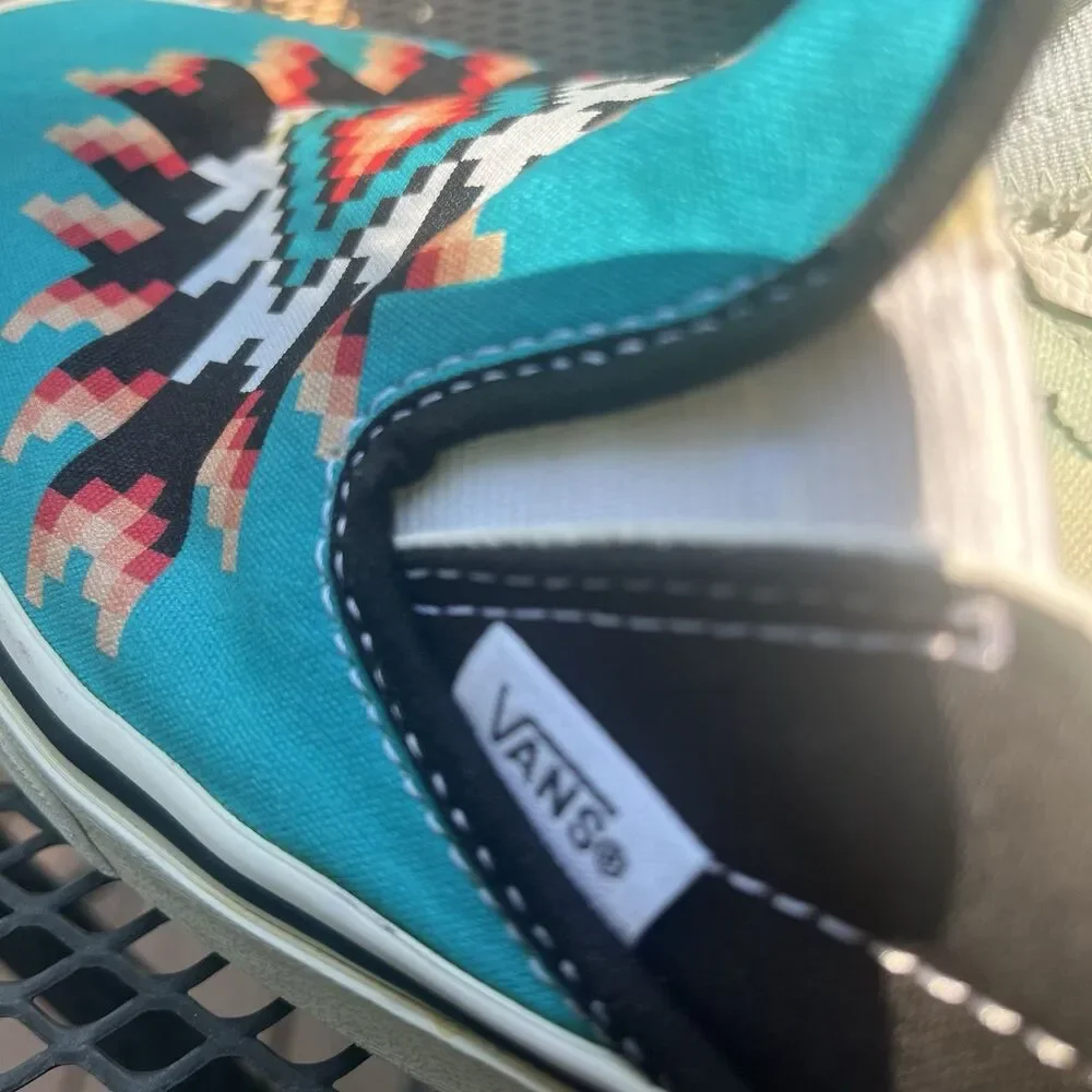 Vans Slip-On Desert Vibes Teal Southwestern Design Shoes Men’s 13 Aztec